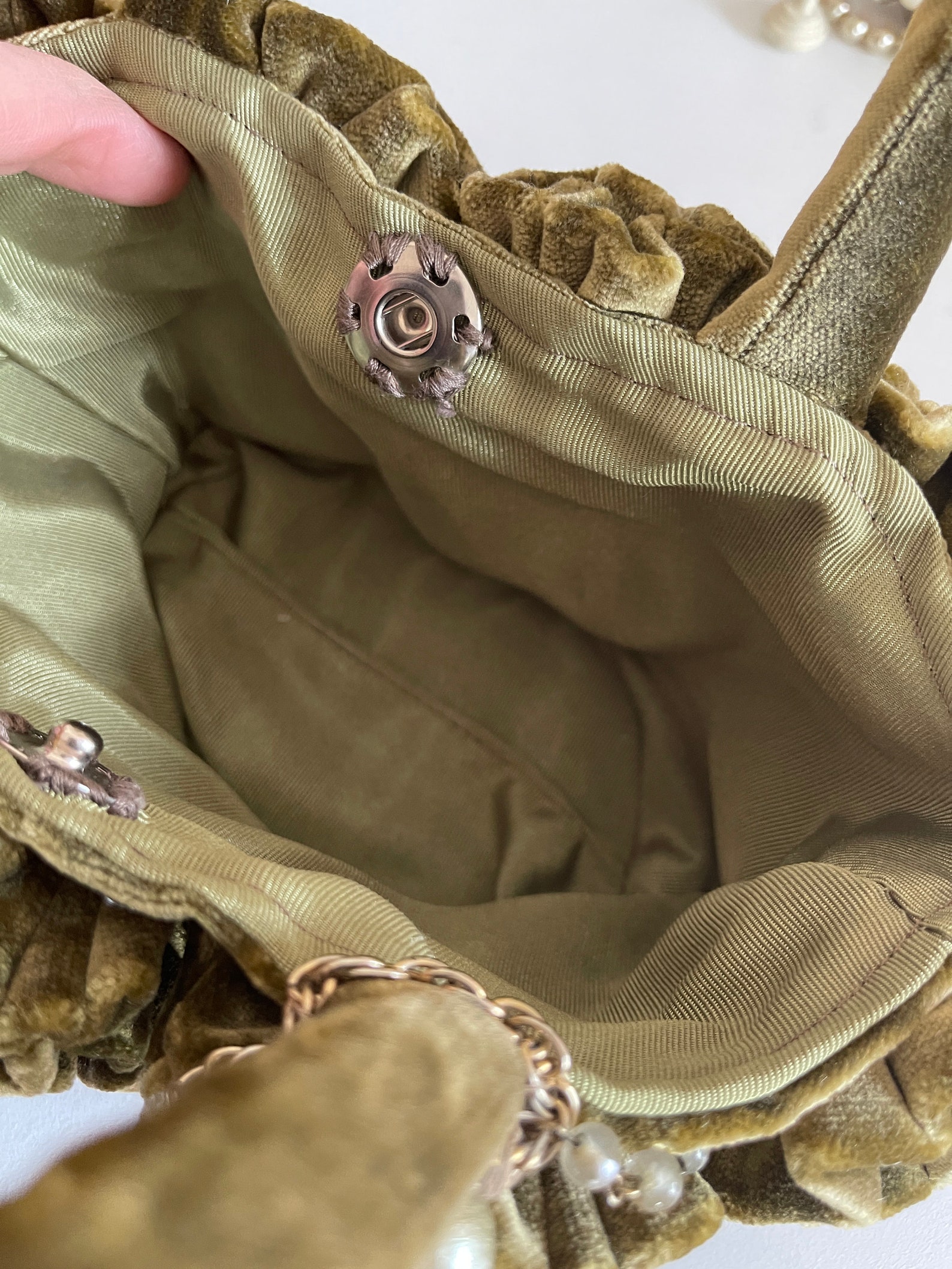 Wearable Art, Luxurious Velvet Purse Made in Plush Olive Green Velvet, Velvet Purses, Green