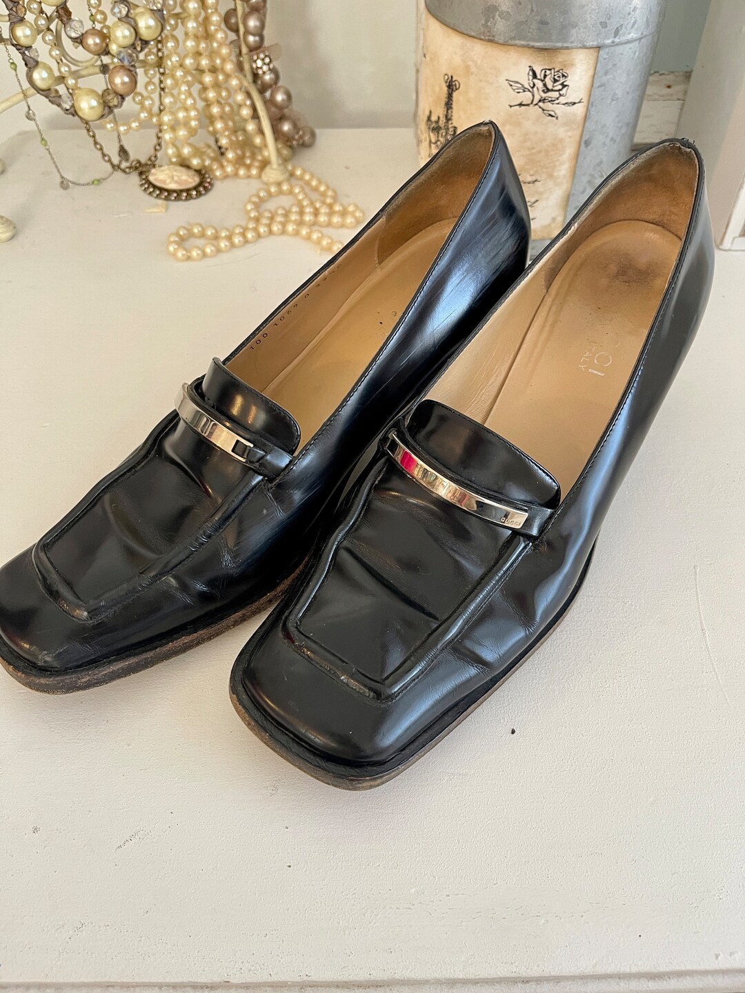 Vintage Gucci Shoes, Gucci, Black Gucci Shoes, Vintage Gucci Heels, High Heel Gucci Loafers
