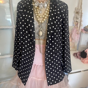 Parisian Vibe Black Polka dot blazer, Vintage Blazers, 1980&#39;s Blazers,  Black and White polka dots, Paris vibe, Large woman&#39;s blazer