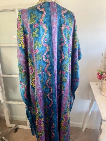 Light Blue Floral Digital Print Kaftan Boho Top main image 1