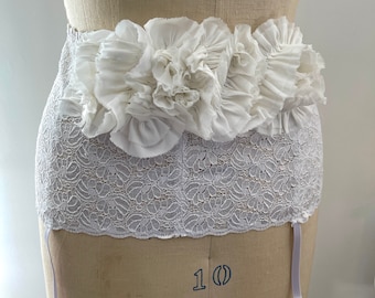 Romantic upcycled repurposed garter belt, white garter belt, wedding garter belt, shabby chic garter belt, vintage garter belts, fairy