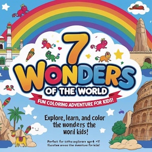 7 Wonders of the World Coloring Book | Fun Printable Pages for Kids & Adults | Educational Travel Activity | Digital Download PDF