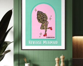 Reverse Mermaid Flounder - Echter Gyotaku Druck