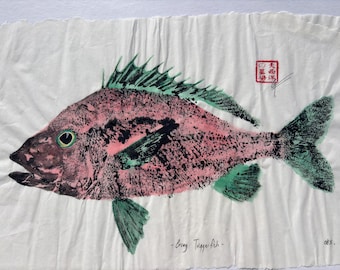 Sheepshead Gyotaku 2 B/W