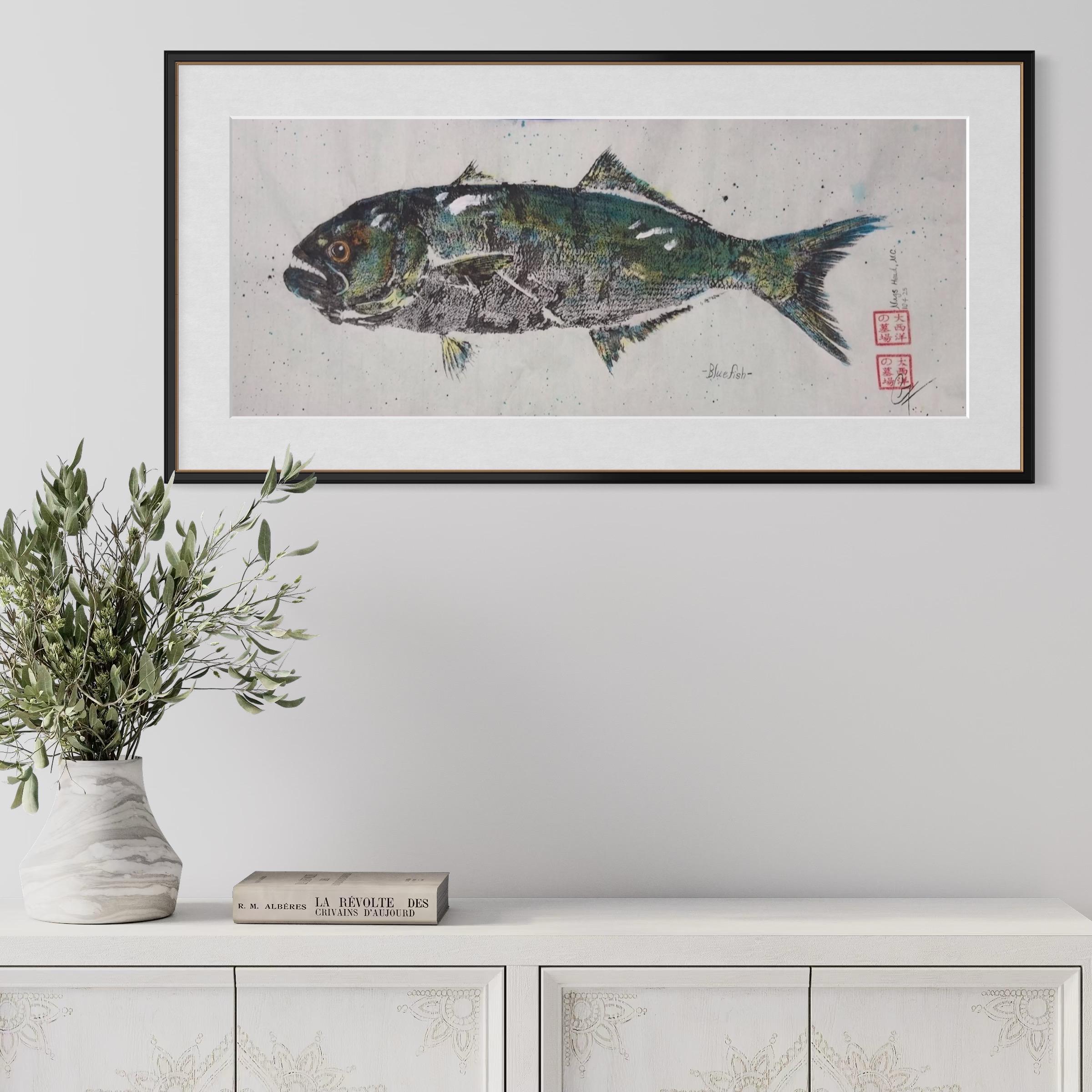 Bluefish 2 - Gyotaku reproduction print