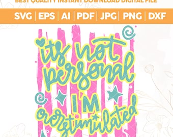 Overstimulated PNG, Chronically Overstimulated Shirt Design, Funny Mental Health PNG,Preppy Girly Sublimation,Colorful Stripe Trendy Graphic