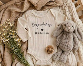 Baby Announcement  Neutral Crib Pregnancy Reveal  Soft Nursery Pregnancy Announcement  Editable Canva Template