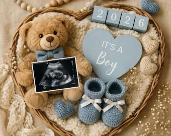 Baby Boy Announcement Template Canva, Its A Boy Reveal, Baby Boy Pregnancy, Social Media Editable Reveal, Instant Download, Summer Baby