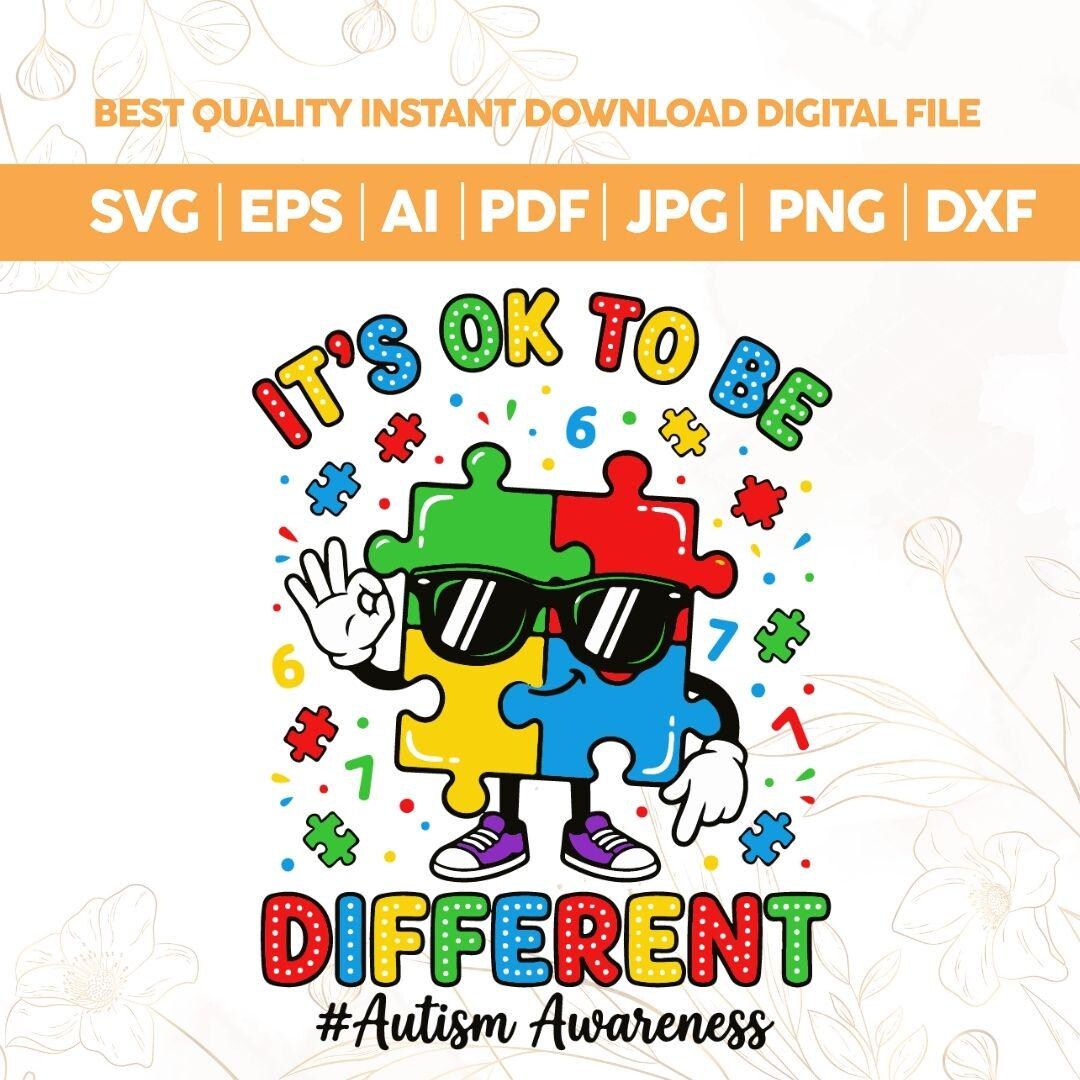 Its OK to Be Different Puzzle Autism Awareness SVG Png,autism Awareness ...