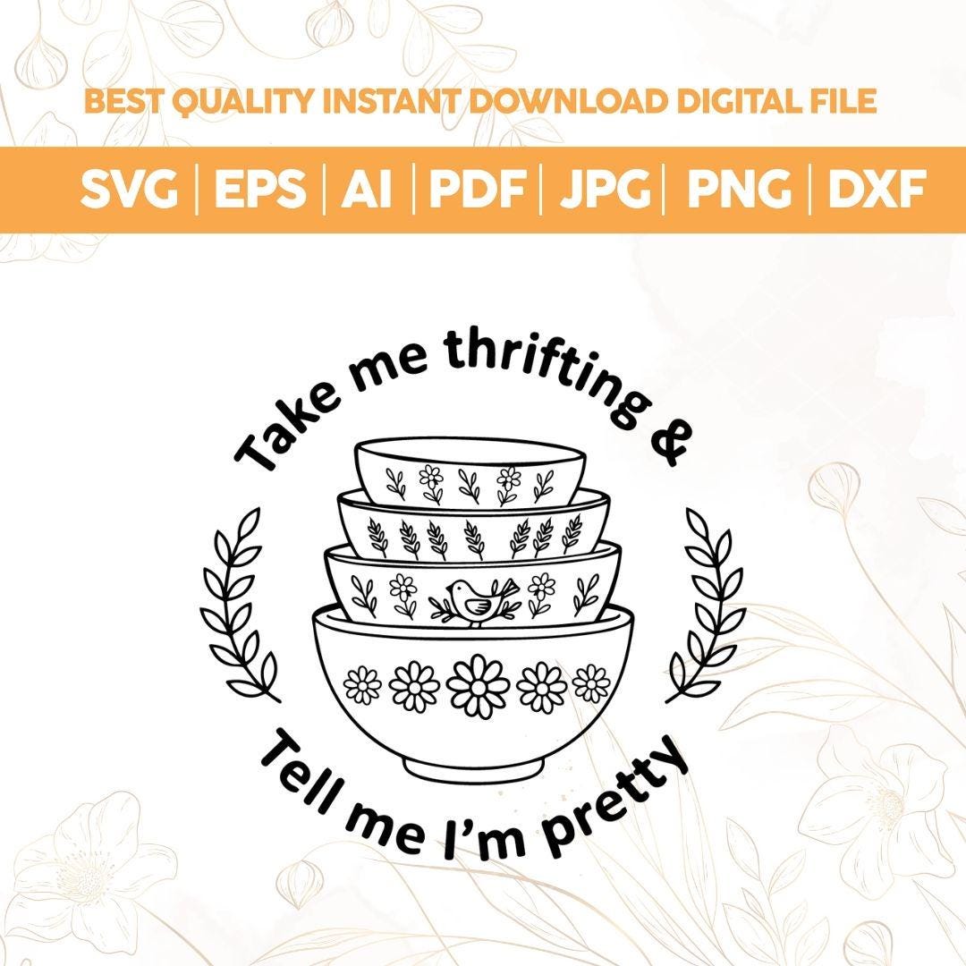 Thrifting Vintage Pyrex SVG Png,cute Thrift Cart Quote Design,vintage ...
