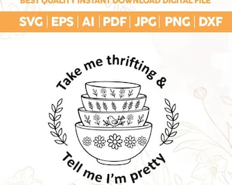 Thrifting Vintage Pyrex SVG PNG,Cute Thrift Cart Quote Design,Vintage Thrifting Graphic Png,Vintage Shopping Lover,cricut cut files