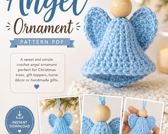 Crochet Angel Ornament Pattern PDF, Christmas Amigurumi Ornament, DIY Holiday Tree Decor, Crochet Angel Tutorial, Digital Download