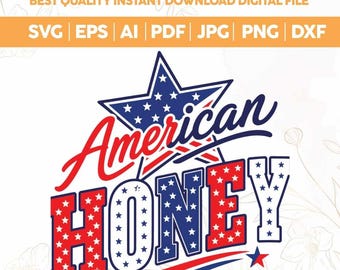 American Honey SVG PNG, Preppy 4th July Girly USA Design,Trendy Summer svg,Retro 4th of July Shirt Design