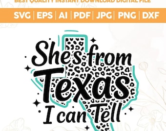 Teal Cowhide Texas SVG PNG,Texas Cowgirl,She's From TX Coquette Leopard State Pride,Western Shirt Design,Vintage Cowboy Svg,cricut cut file