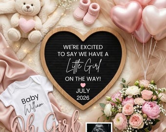 Baby Girl Pregnancy Announcement It’s a Girl Gender Reveal, Editable Little Sister Social Media Template(Digital Download
