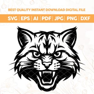silhouette wildcats svg,Wildcats High School Mascot,wildcat logo svg,wildcat head svg,wildcat face png,Wildcat varsity Mascot 300 dpi,Cricut