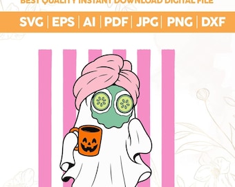 Halloween Ghost Coffee SVG PNG,unny Striped Ghost Shirt svg,Striped Spooky Shirt Design png,Spooky Coffee Design svg,Instant Doenload,Cricut