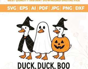 Duck Duck Boo Halloween-design: Gåsspöke PNG SVG (digital nedladdning)