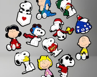 Snoopy Shoe Charms for Crocs, Cute Cartoon Dog Jibbitz Accessories, Peanuts Clog Shoe Decorations, Kids Fun Shoe Charms Set