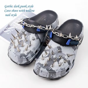 Gothic Shoe Charms Set, Dark Aesthetic Clog Accessories, Punk Chain Shoe Decor, Goth Croc Charms, Alternative Shoe Jewelry Gift