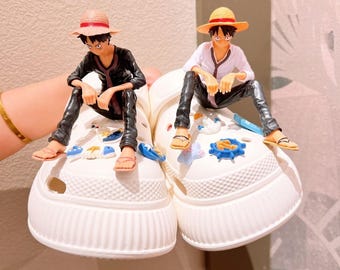 One Piece Luffy Shoe Charms, Anime Croc Accessories, Cute Cartoon Shoe Decorations for Holes, Gift for Fans, DIY Croc Charm Set