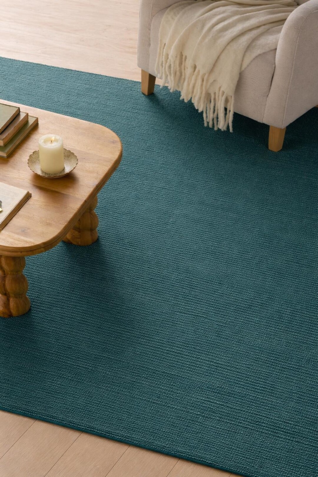 Teal Hand Tufted Rug | Modern Minimalist Solid Area Carpet - Etsy