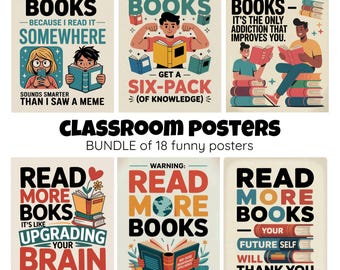 Funny Classroom Poster Bundle: Motivational, Colorful Prints (Digital Download)