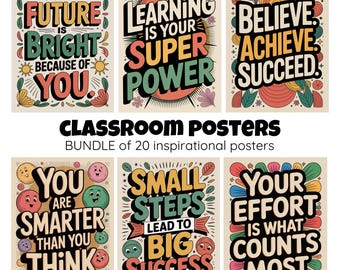 Inspirerande posterpaket för klassrummet: Motiverande dekor (digital nedladdning)