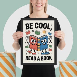 Kids Read Books Poster: Retro Classroom Decor for Book Lovers