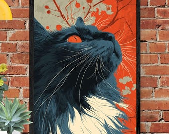 Decoración para amantes de los gatos: Arte animal moderno (descarga digital)