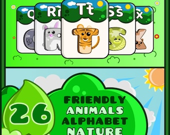 Animal Alphabet Flashcards: ABC Printable Cards for Toddlers (Digital Download)