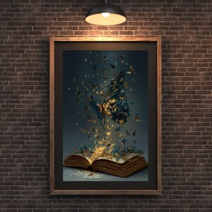 Enchanted Butterfly Reading Poster: Literary Wall Print (Digital Download)