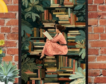 Reading Poster: Minimalist Book Lover Wall Art (Digital Download)