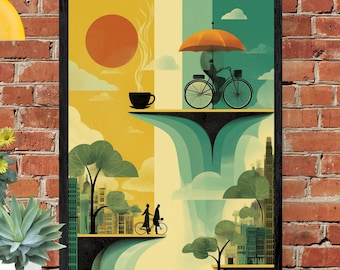Modern Coffee Wall Print: Minimalist Kitchen Art (Digital Download)