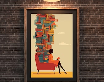 Reading Poster: Minimalist Book Lover Wall Art (Digital Download)
