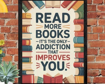 Inspirational Classroom Reading Poster: Read More Books (Digital Download