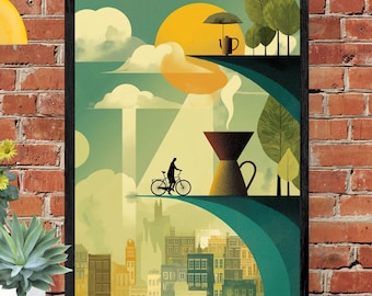 Modern Coffee Wall Print: Minimalist Kitchen Art (Digital Download)