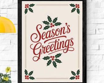 Season's Greetings Christmas Poster | Festliche Feiertage Print (Digital Download)