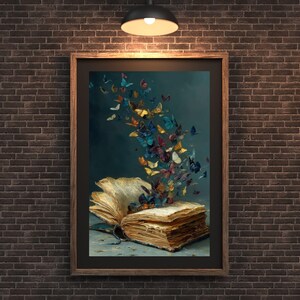 Whimsical Butterfly Book Art: Instant Download Reading Poster (Digital Download)