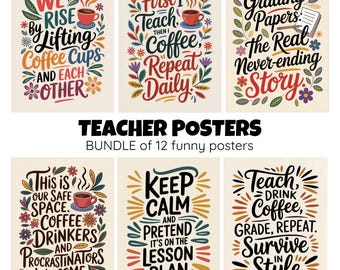Paket med roliga lärarposters: Färgglad klassrumsdekor (digital nedladdning)