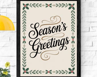 Season's Greetings Christmas Poster | Festliche Feiertage Print (Digital Download)