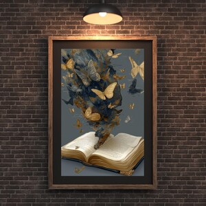 Whimsical Butterfly Book Art: Instant Download Reading Poster (Digital Download)