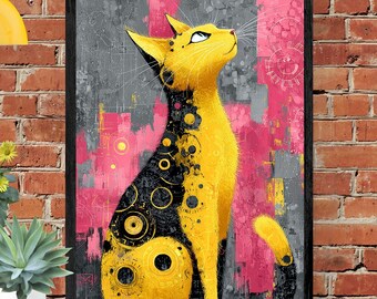 Moderne Katzen Illustration: Kunstvolles Wandbild für Katzen Mamis (Digitaler Download)