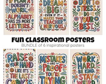 Inspirational Classroom Poster Bundle: Funny, Motivational Art (Digital Download)