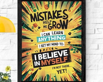Motivationsposter für das Klassenzimmer: Wachstum - Mindset Comic Art (Digitaler Download