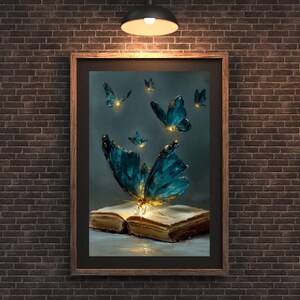 Magical Butterfly Book Poster: Fantasy Wall Art (Digital Download)