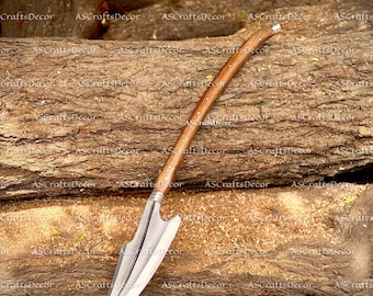 Lanza vikinga forjada a mano, hoja de acero al carbono con mango de madera, regalo de decoración medieval.