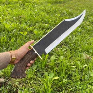 Benutzerdefinierte handgemachte Karbonstahl Hirschgeweih Bowiemesser, handgeschmiedet Hirschhorn Jagdmesser, Camping Messer, beste Männer Geschenke, Geschenk für ihn, Geschenk