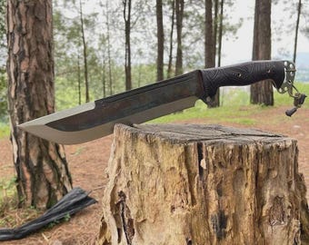 Hand Forged Carbon Steel Bowie Knife: Rosewood Handle, Leather Sheath