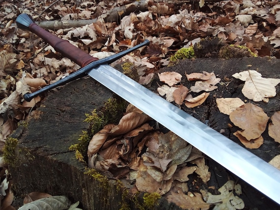 Handmade Late Medieval Longsword Hand Forged High Carbon Steel Knight Sword with Scabbard